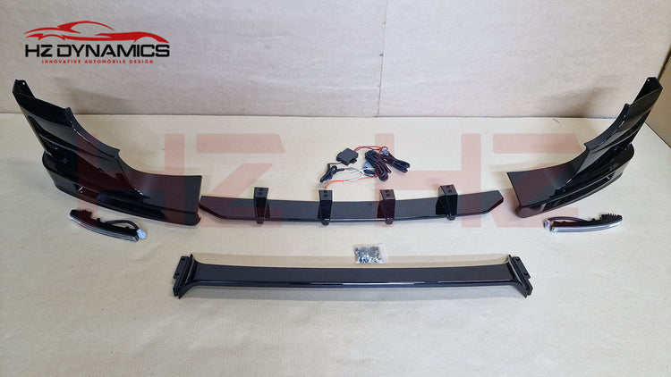 Gloss Black LED Front Bumper Lip FOR 2020-2026 Land Rover Defender L663 90 110