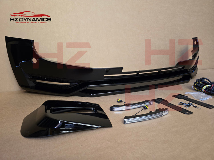 Gloss Black LED Front Bumper Lip FOR 2020-2025 Land Rover Defender L663