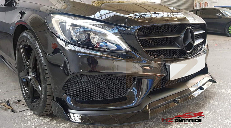 BB Look Gloss Black Front Lip FOR 2015-2018 Mercedes C Class W205 C205 AMG