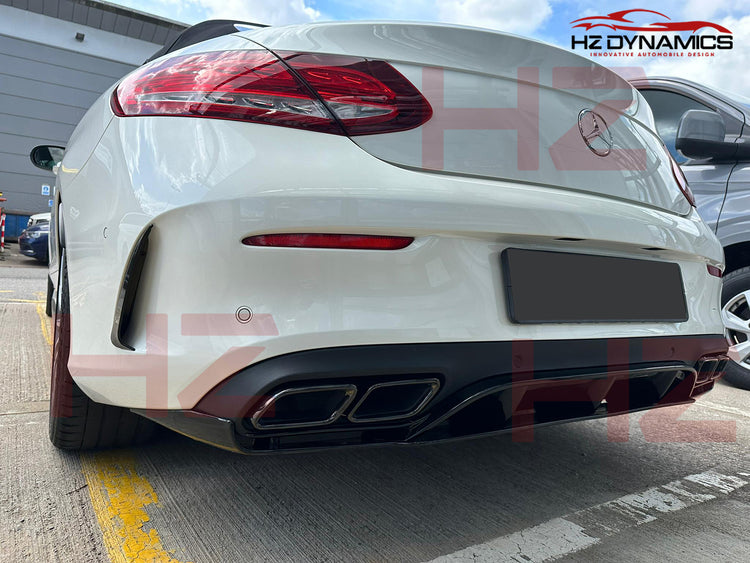 ED1 LOOK GLOSS BLACK REAR DIFFUSER 2015 2018 MERCEDES C CLASS COUPE C205 AMG LINE