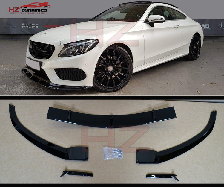 GLOSS BLACK FRONT LIP SPLITTER SPOILER FOR MERCEDES C CLASS W205 C205 AMG 2014