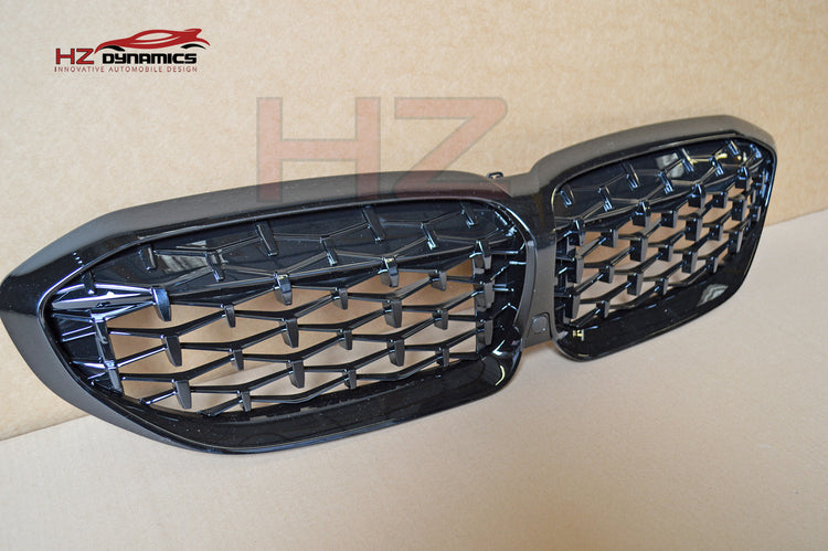 Diamond Gloss Black Kidney Grill FOR BMW G20 G21 3 Series 2019-2022