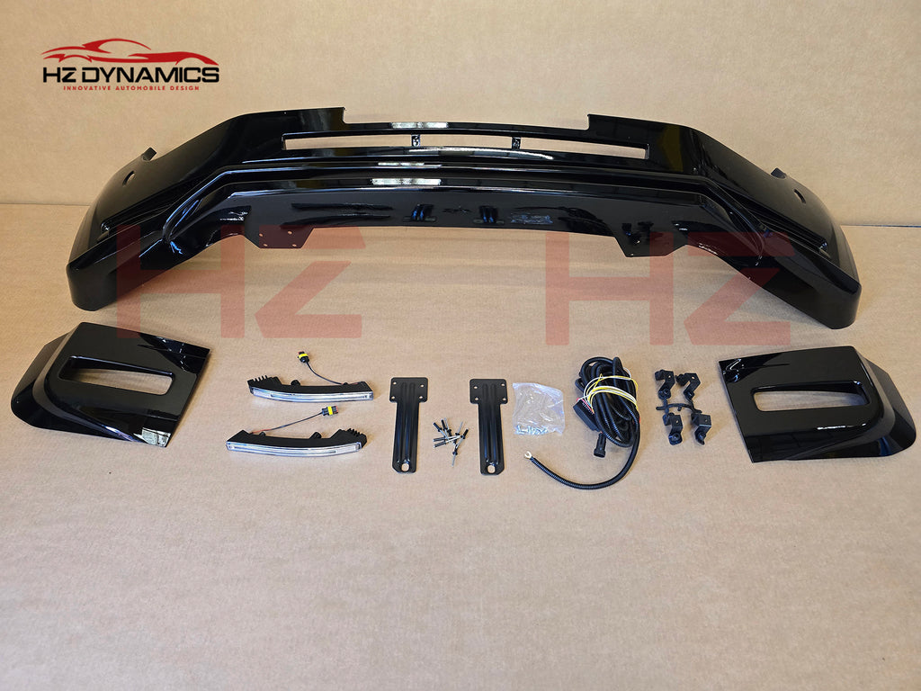 Gloss Black LED Front Bumper Lip FOR 2020-2025 Land Rover Defender L663
