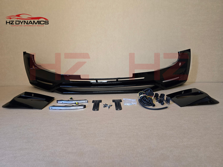 Gloss Black LED Front Bumper Lip FOR 2020-2025 Land Rover Defender L663