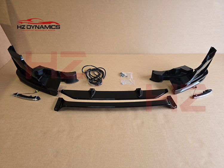 4 Piece Gloss Black LED Front Lip FOR Land Rover Defender L663 2020 2025