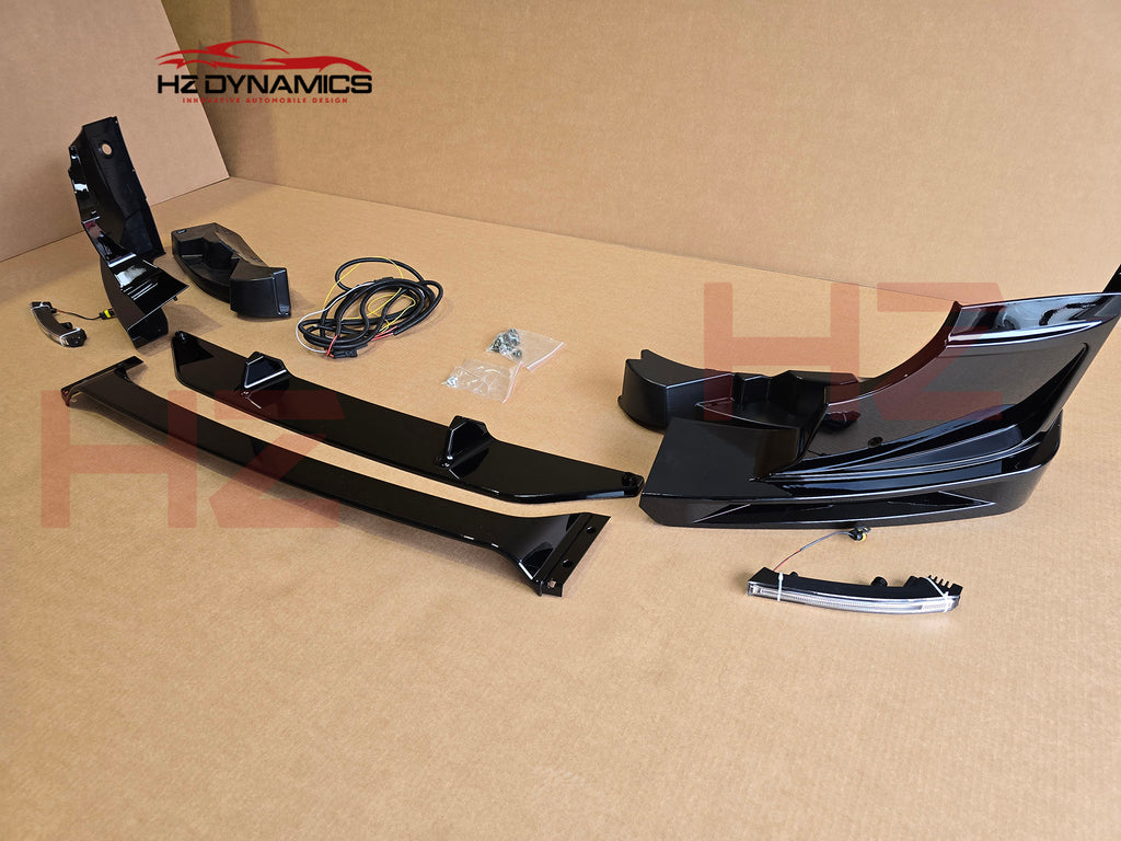 4 Piece Gloss Black LED Front Lip FOR Land Rover Defender L663 2020 2025