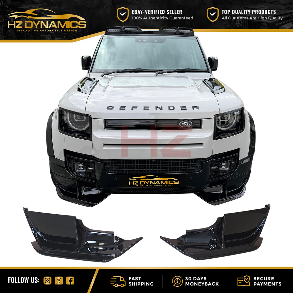 Canards Gloss Black Front Bumper Lip FOR 2020-2025 Land Rover Defender L663