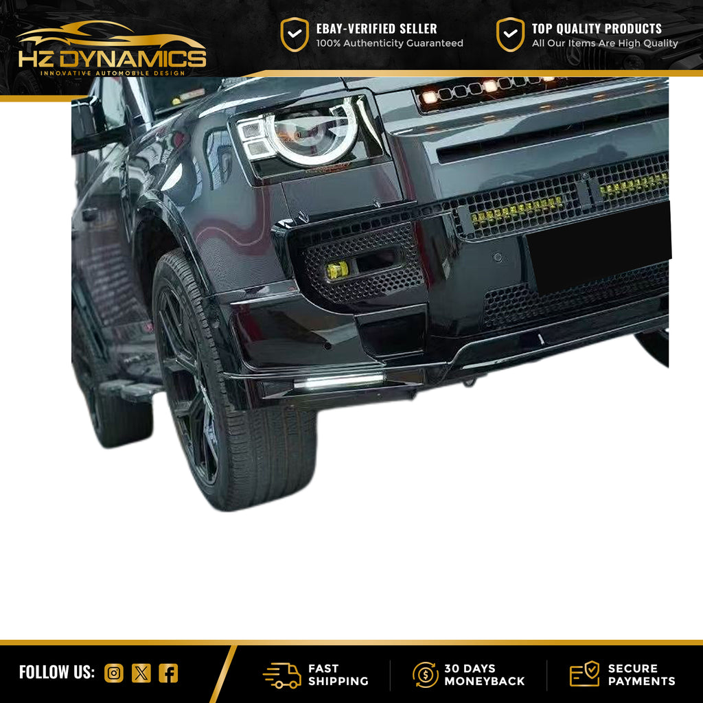 4 Piece Gloss Black LED Front Lip FOR Land Rover Defender L663 2020 2025