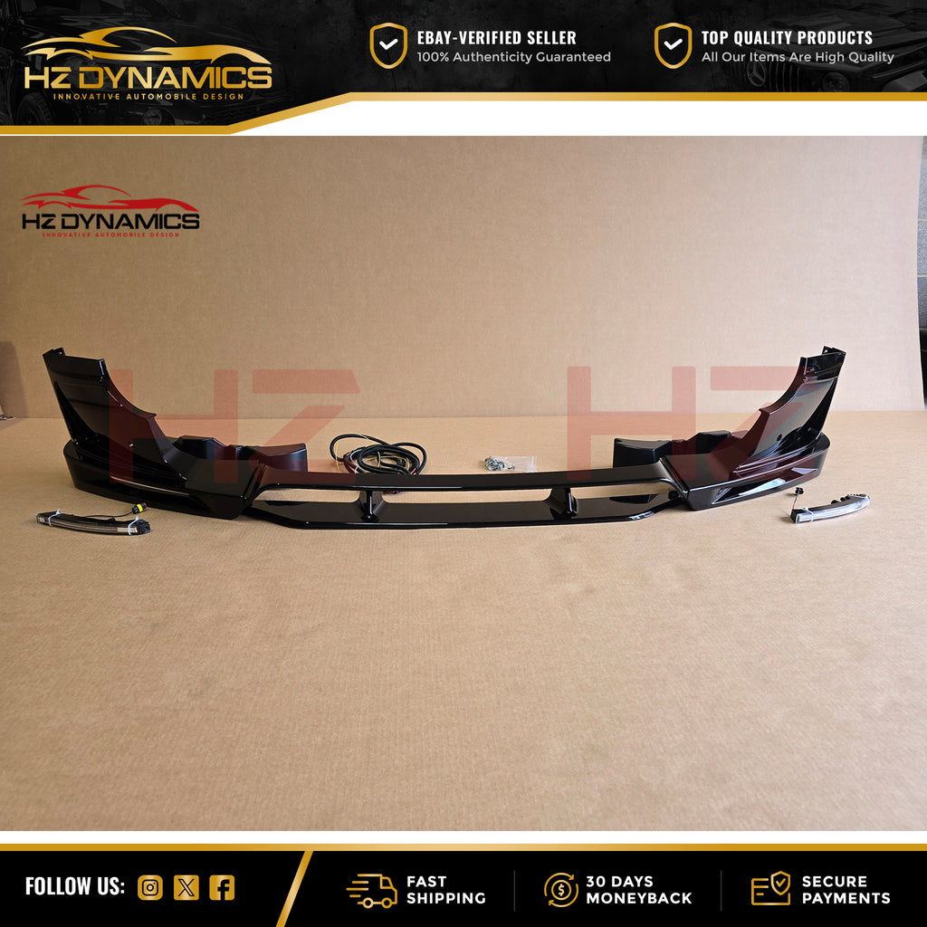 4 Piece Gloss Black LED Front Lip FOR Land Rover Defender L663 2020 2025