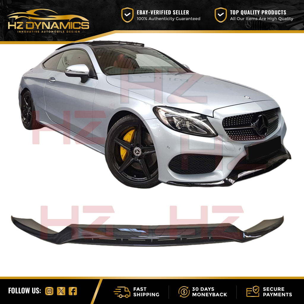 AM Look Gloss Black Front Lip FOR Mercedes C Class W205 C205 2015-2018