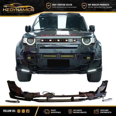 4 Piece Gloss Black LED Front Lip FOR Land Rover Defender L663 2020 2025
