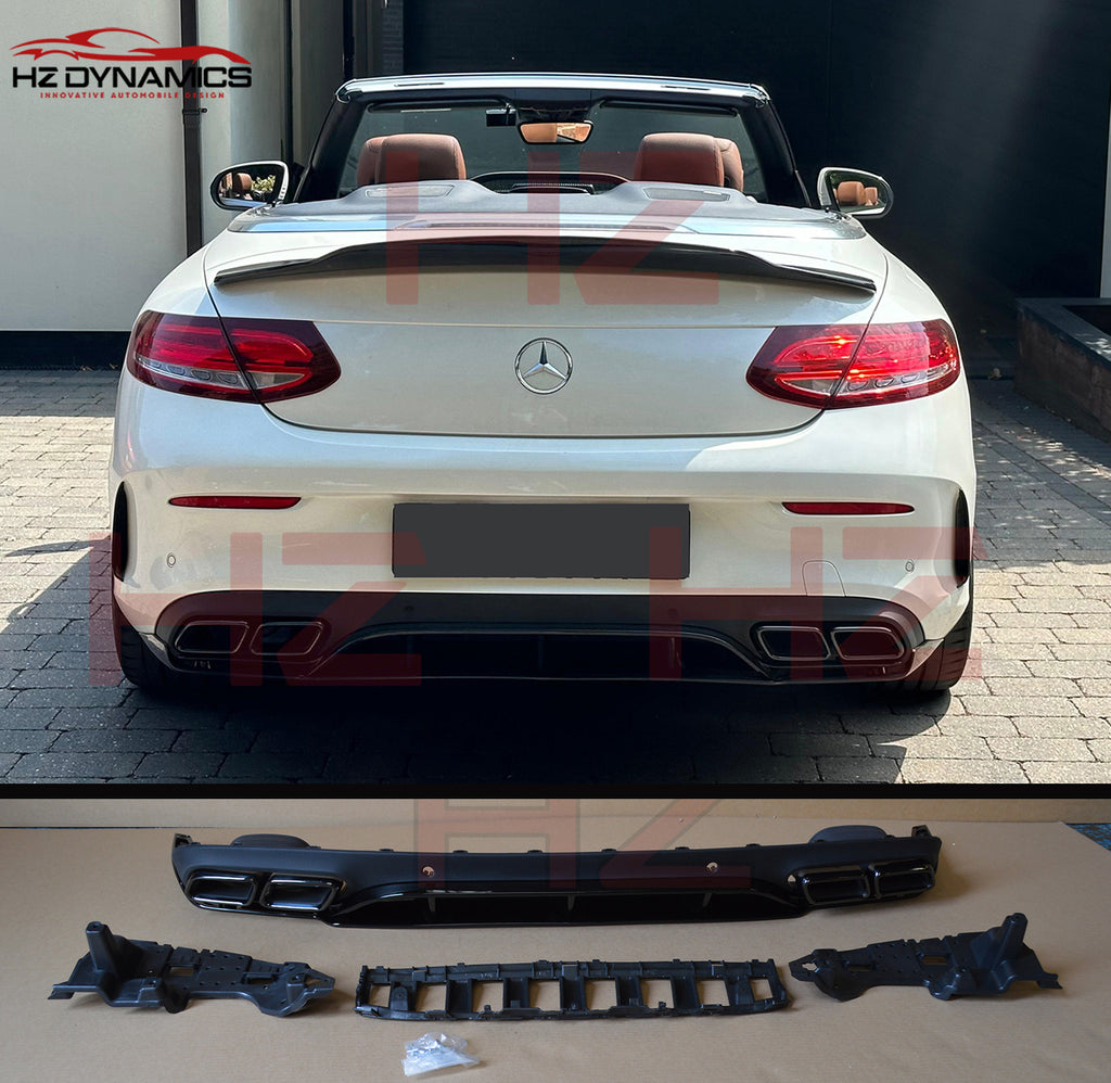 ED1 LOOK GLOSS BLACK REAR DIFFUSER 2015 2018 MERCEDES C CLASS COUPE C205 AMG LINE