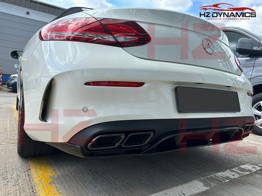 ED1 LOOK GLOSS BLACK REAR DIFFUSER 2015 2018 MERCEDES C CLASS COUPE C205 AMG LINE