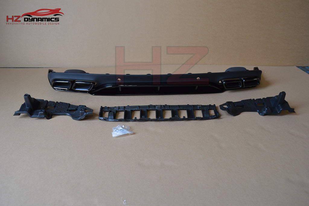 ED1 LOOK GLOSS BLACK REAR DIFFUSER 2015 2018 MERCEDES C CLASS COUPE C205 AMG LINE