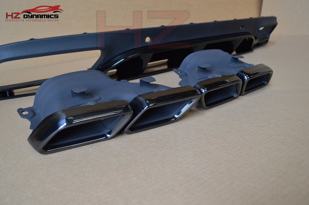 ED1 LOOK GLOSS BLACK REAR DIFFUSER 2015 2018 MERCEDES C CLASS COUPE C205 AMG LINE
