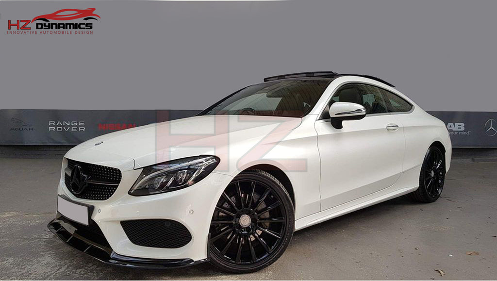 GLOSS BLACK FRONT LIP SPLITTER SPOILER FOR MERCEDES C CLASS W205 C205 AMG 2014