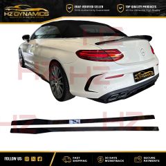 GLOSS BLACK SIDE SKIRTS EXTENSION FOR 2015 2019 MERCEDES C CLASS AMG C63 C205 W205