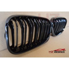 DOUBLE SLAT GLOSS BLACK KIDNEY GRILL FOR BMW 1 SERIES F20 F21 2015 LCI FACELIFT