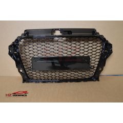 GLOSS BLACK GRILL GRILLE BADGELESS FIT AUDI A3 S3 8V 2013 2016 RS3 LOOK