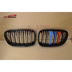 DOUBLE SLAT M COLOUR KIDNEY GRILLS GRILLE FOR BMW 1 SERIES F20 F21 2011 TO 2014