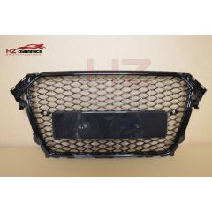 GLOSS BLACK RS4 LOOK HONEYCOMB BUMPER GRILL FOR 2013 2015 AUDI A4 S4 B8