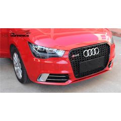 RS1 LOOK FRONT FOG LIGHT COVER GRILLE GLOSS BLACK SILVER FOR AUDI A1 2011 2014