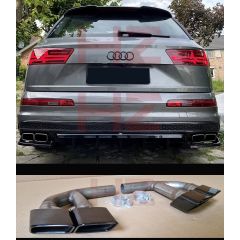 FOR AUDI Q7 2016 2018 SQ7 LOOK T304 STAINLESS STEEL EXHAUST TIPS 3.0 DIESEL - BLACK